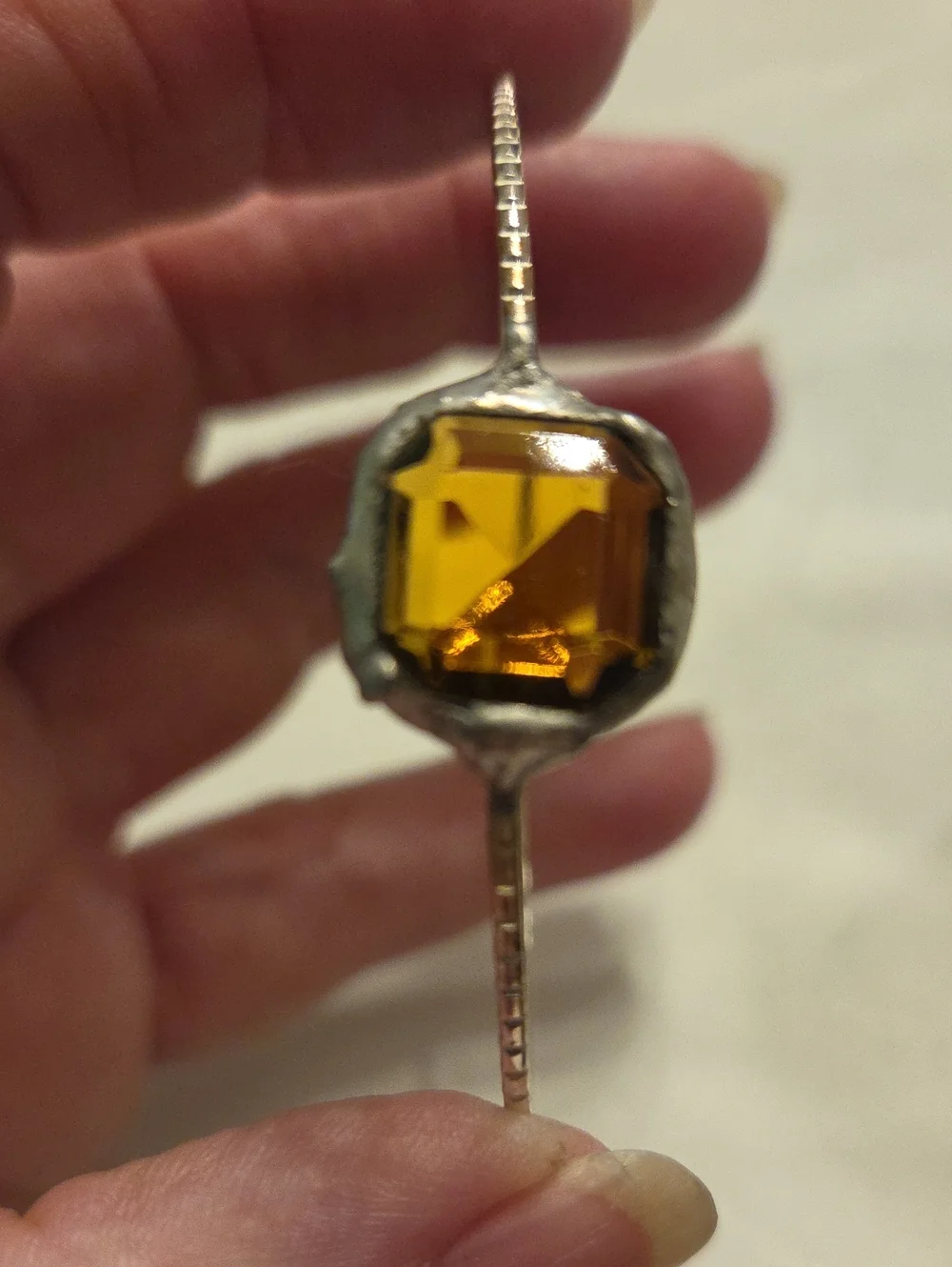 Handmade Citrine And Silver Bangle